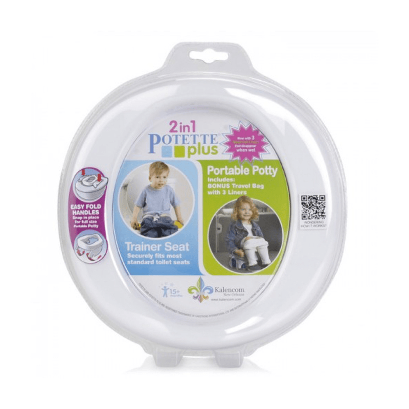 Potette Plus 2 i 1 - Sammenleggbar reisepotte og utbrettbart toalettsete for barn - 1pk