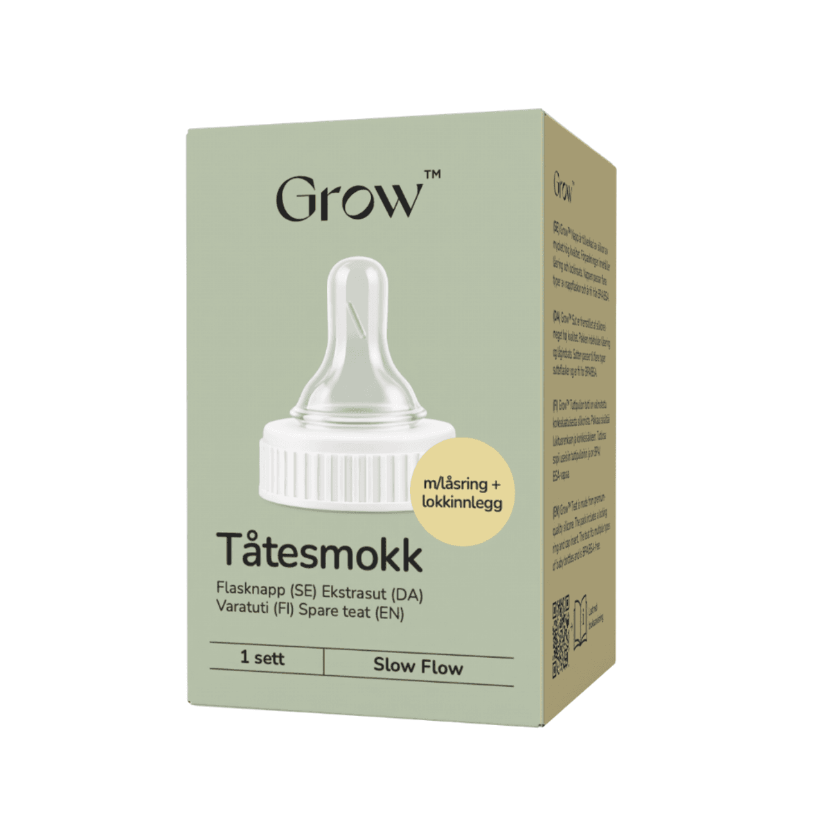 Grow Tåtesmokk m/låsring og lokkinnlegg, slow flow