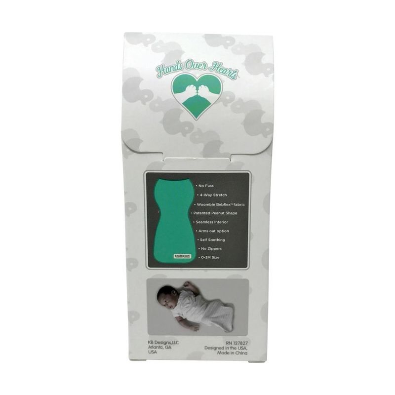 Woombie Swaddle Sock svøpepose uten glidelås, grå/hvit striper 0-3 mnd