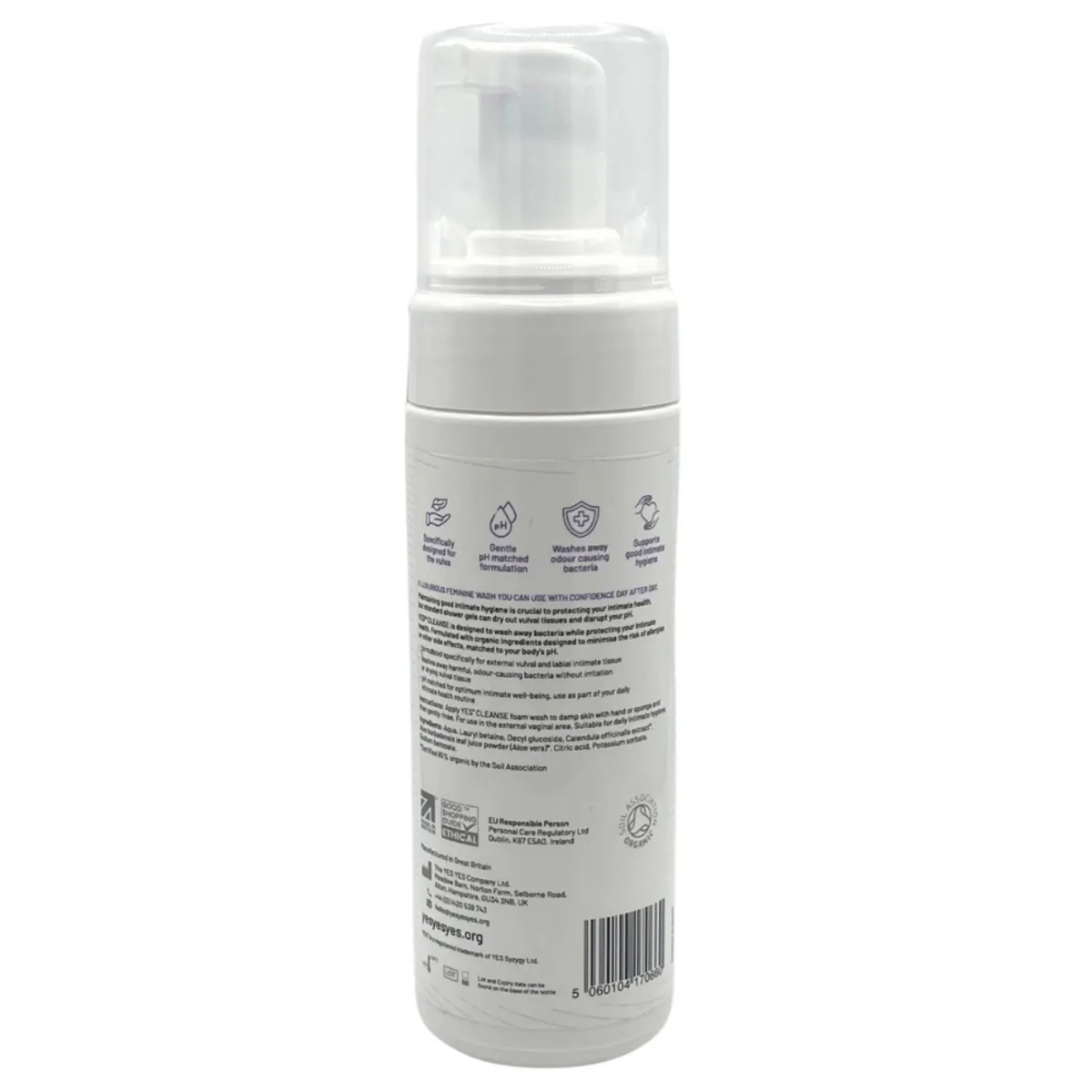 YES CLEANSE Intimvask skum sertifisert økologisk, 150ml, roseduft