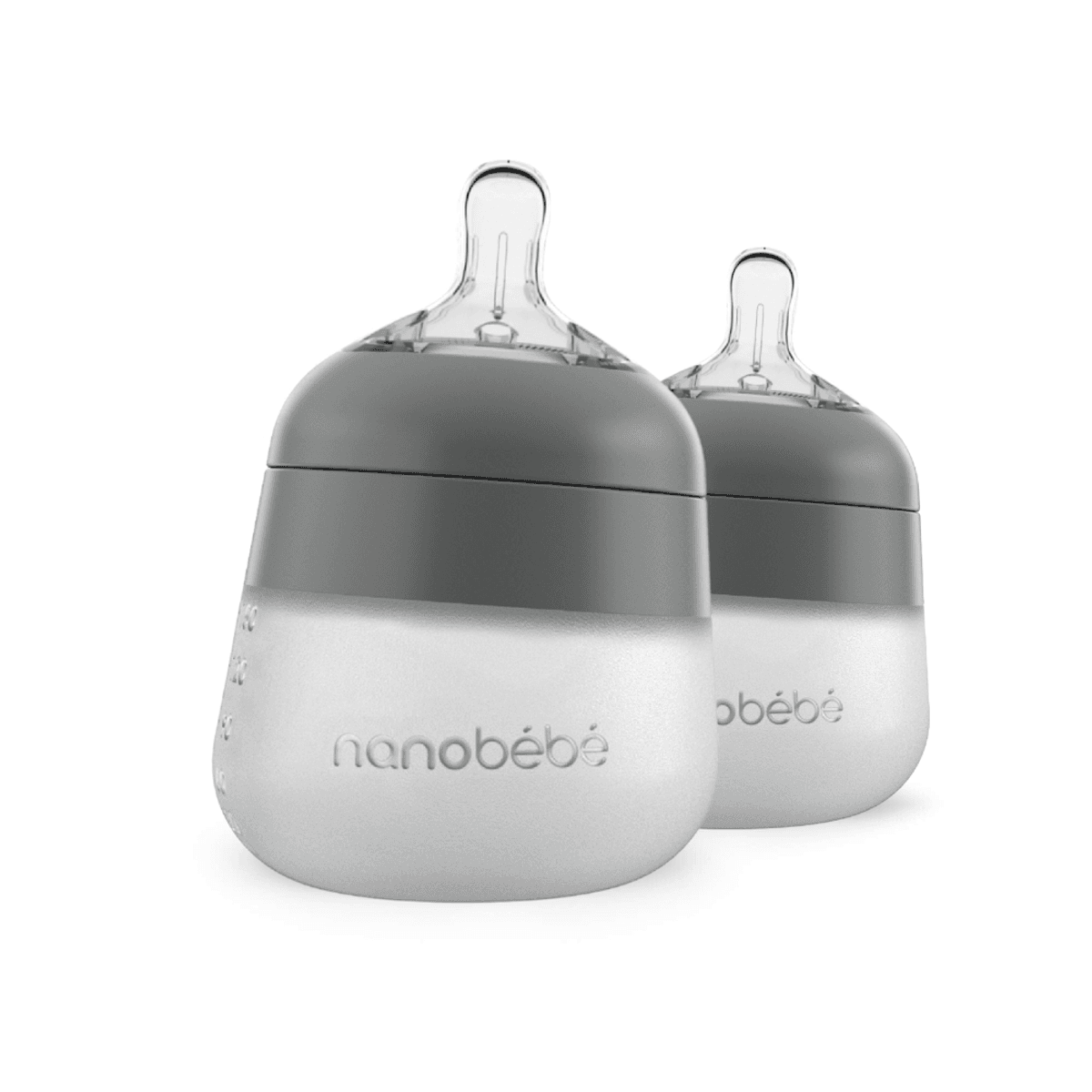 Nanobébé Flexy Silikontåteflaske (myk) - Grey 150 ml -2pk