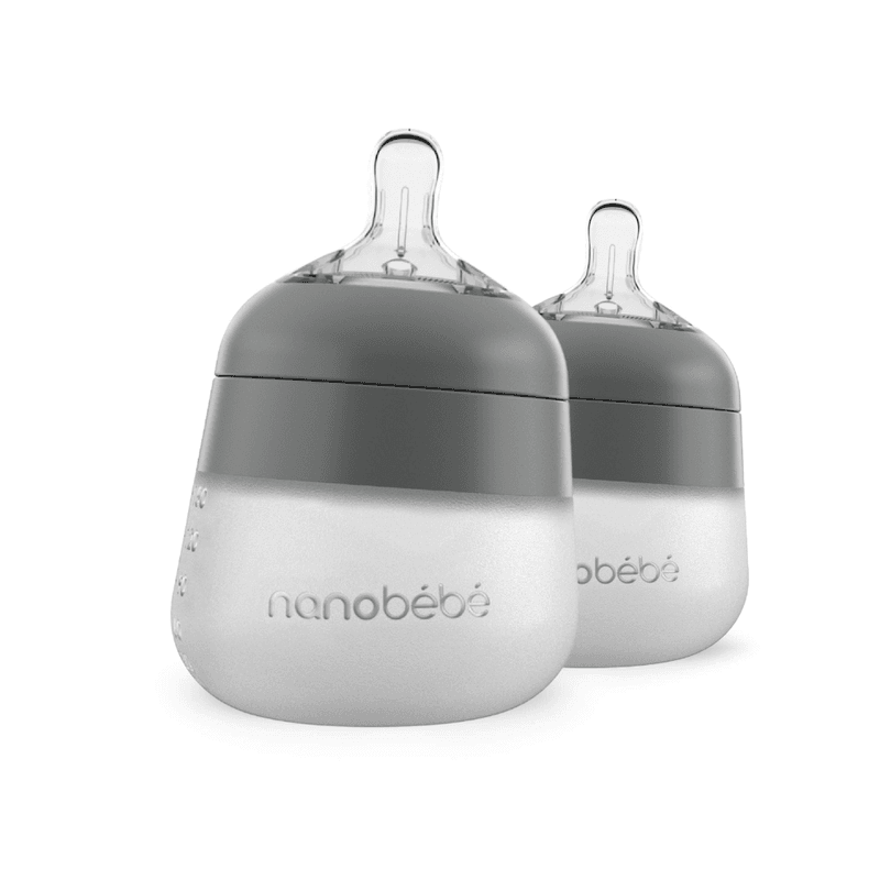 Nanobébé Flexy Silikontåteflaske (myk) - Grey 150 ml -2pk