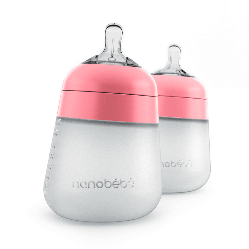 Nanobébé Flexy Silikontåteflaske  (myk) - Pink 270 ml - 2 pk