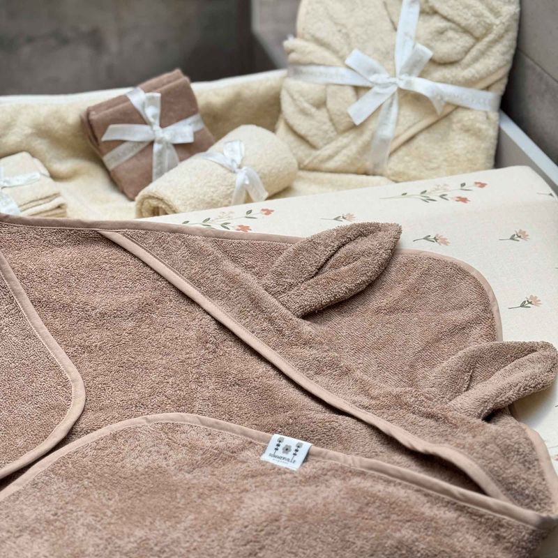 Summerville Badehåndkle med hette og ører, økologisk, warm taupe