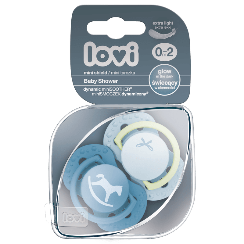 LOVI MiniSoother 0-2m, 2stk, Baby Shower Blue