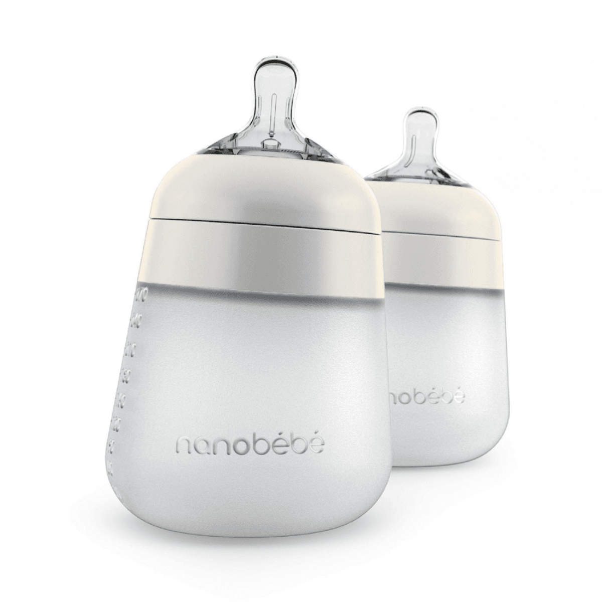 Nanobébé Flexy Silikontåteflaske  (myk) - White 270 ml - 2 pk