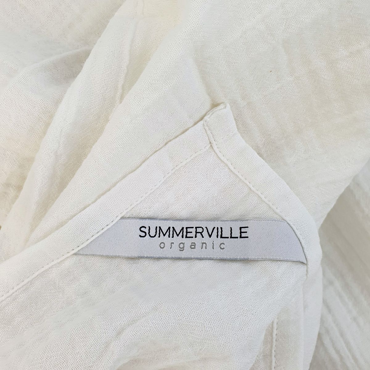 Summerville Organic Crinkle muslin teppe/klut, 120cmx120cm, white