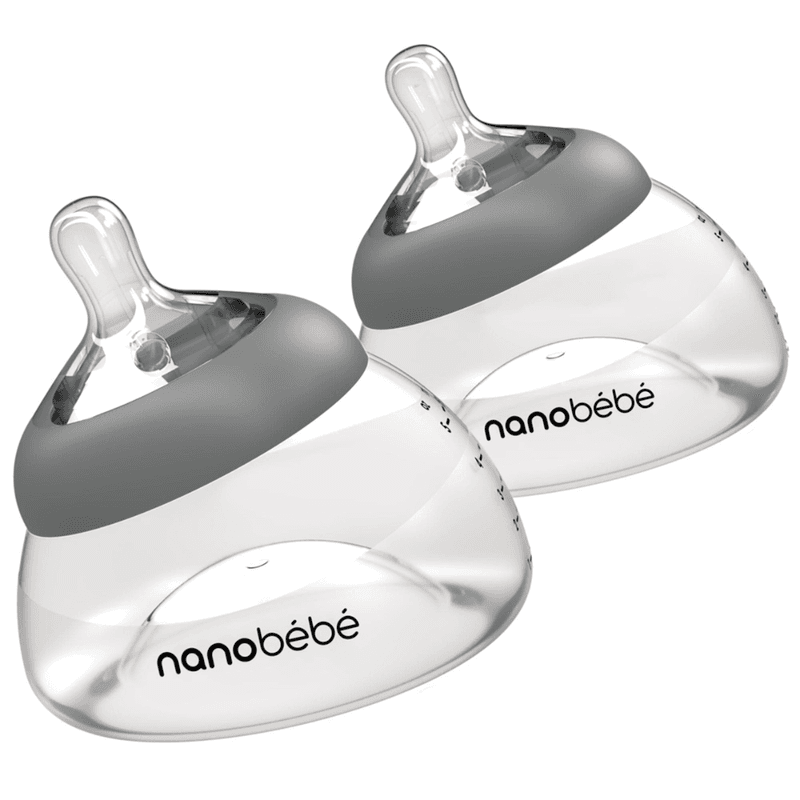 Nanobébé Brystmelkflaske - Grey 150 ml - 2pk - Gen 2