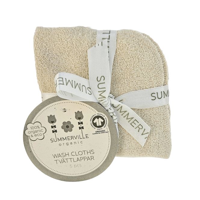 Hovedbilde Summerville Organic vaskekluter, 5pk, Sandshell